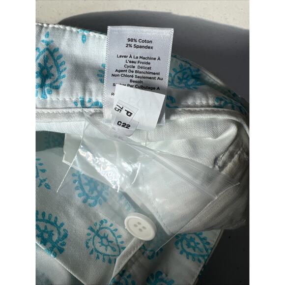 Talbots size 16 Perfect Skimmer Crop Capri Pants White Blue Paisley $89.00 NWT - Picture 12 of 13